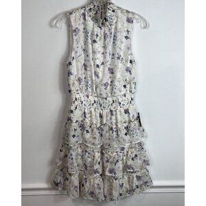 Express Sleeveless Floral Ruffle Tiered Midi Dress Flutter Women’s Small New